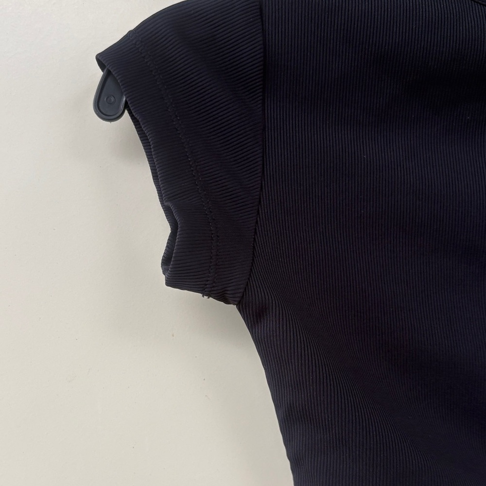 Black Crop Top with Button Detail - Picture 5 of 8